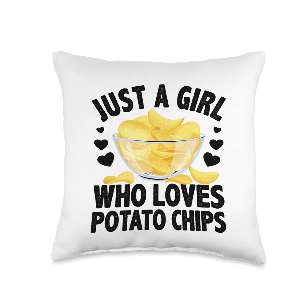 3760 Cool Potato Chip Girls Kids Bag Chips Snack Food Throw Pillow